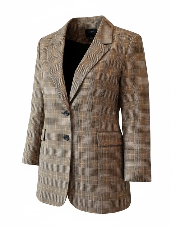 Matty M Jackets & Blazers - Matty M Brown Plaid Two-Button Women's Blazer 2x